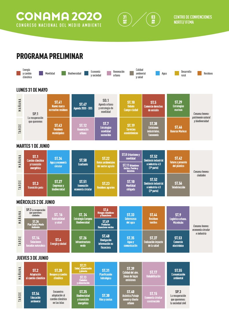 Programa preliminar del Congreso Nacional de Medio Ambiente