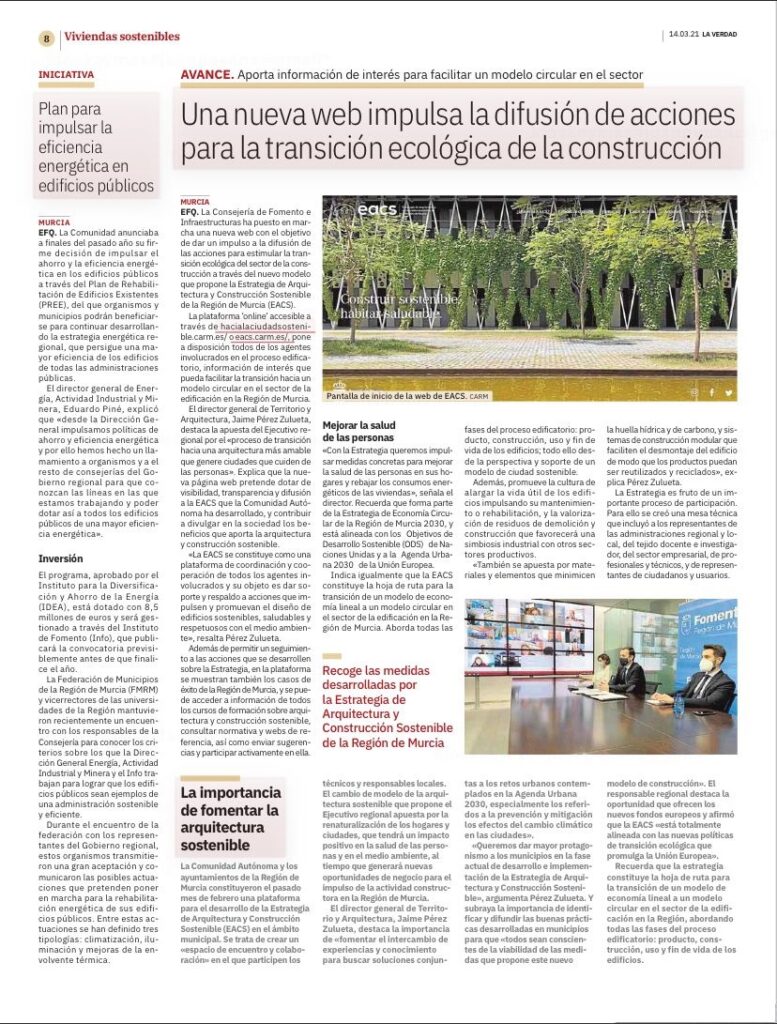 Noticia: Una nueva web impulsa la difusión de acciones para la transición ecológica de la construcción