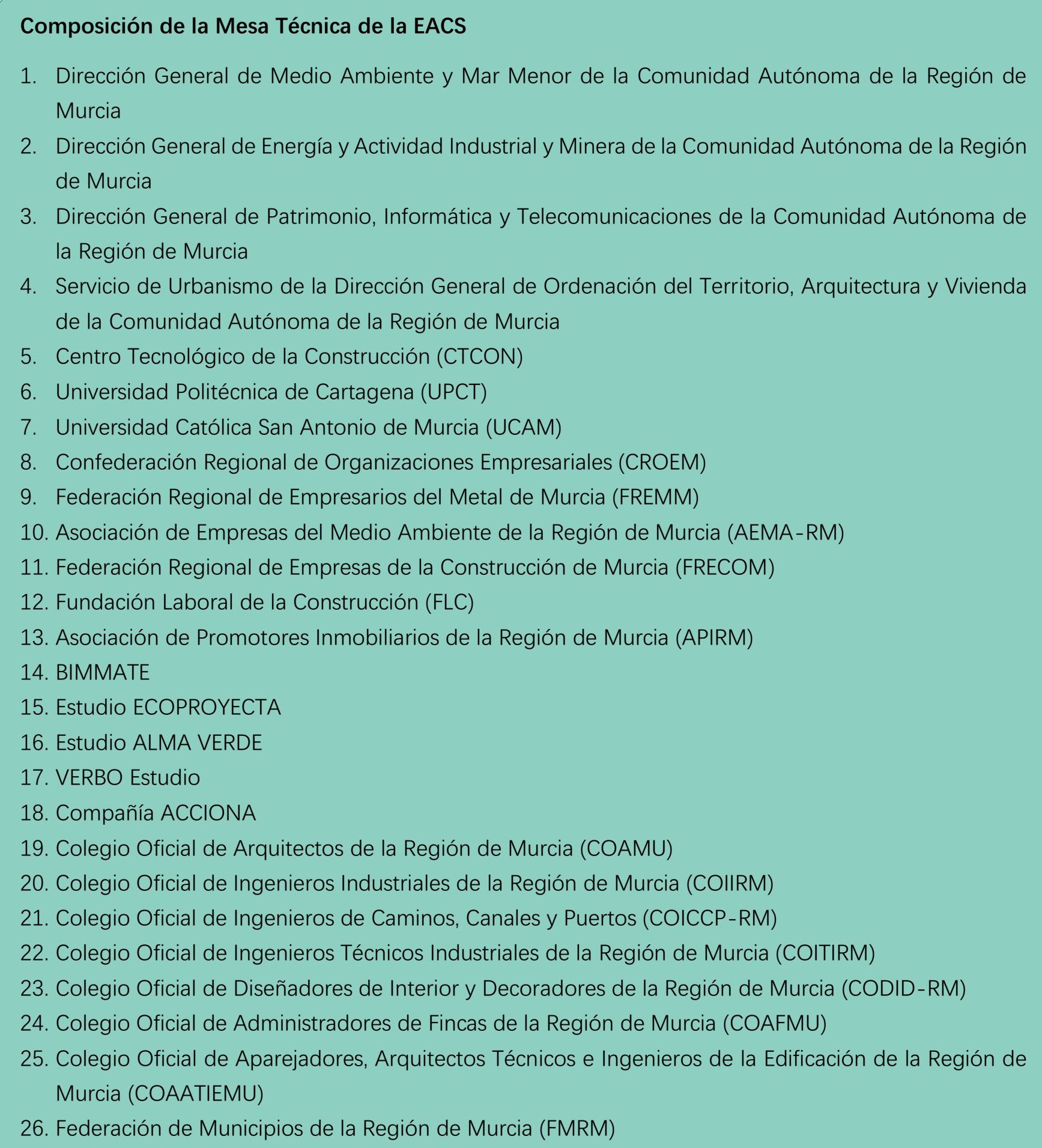 Composición de la mesa técnica